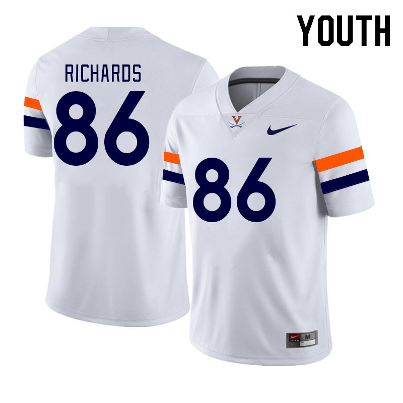 Youth #86 Claiborne Richards Virginia Cavaliers College Football Jerseys Stitched Sale-White